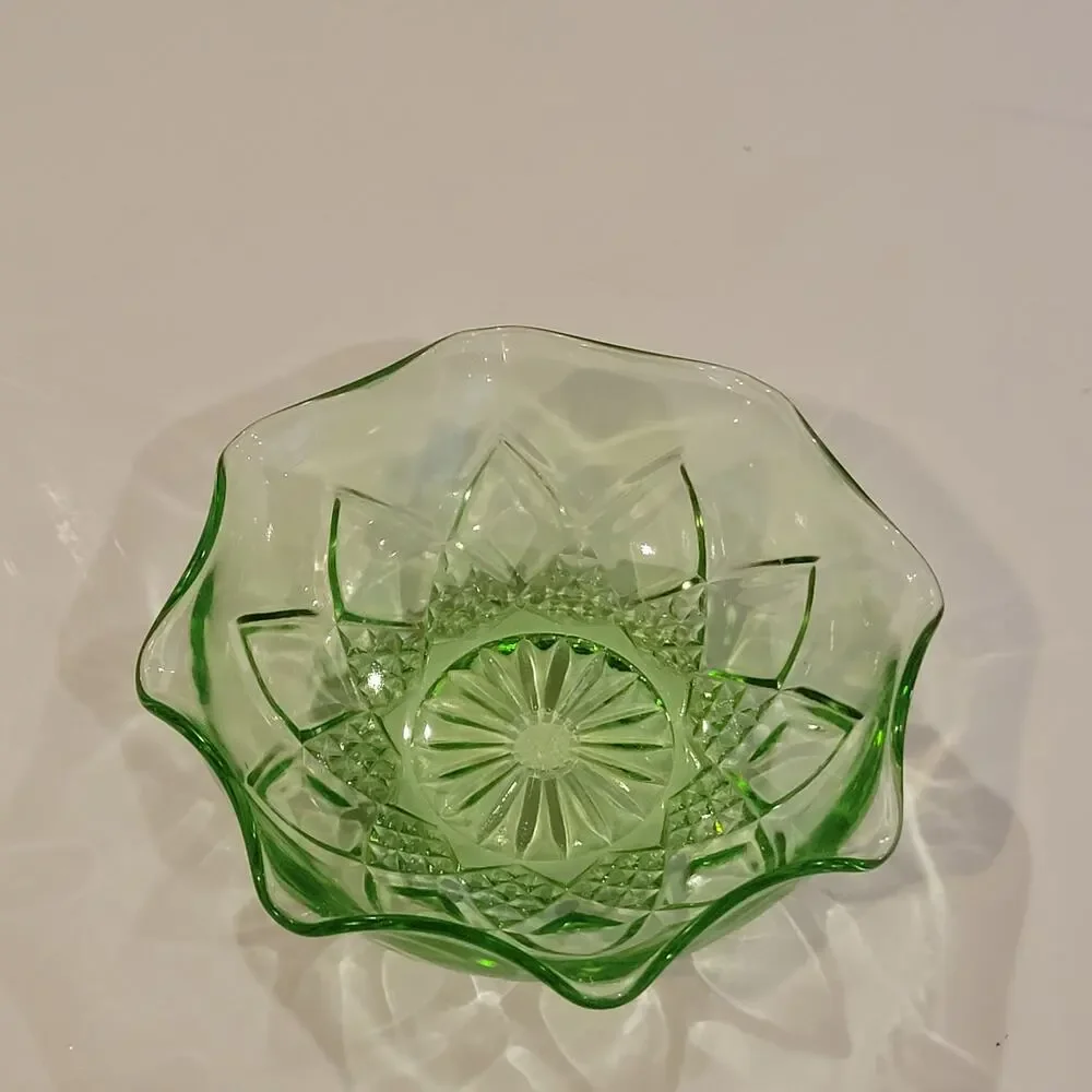 Vintage Hazel Atlas Green Uranium Glass 4.5